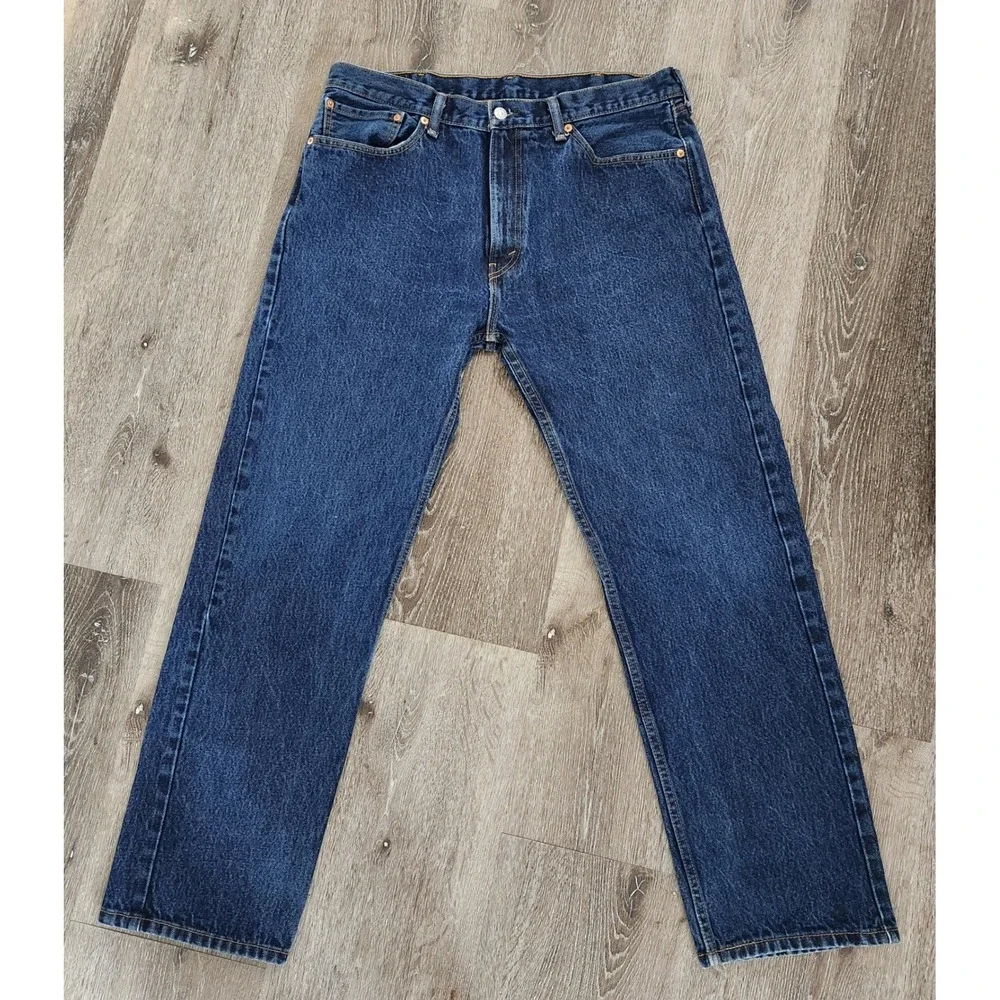 Levis 505 Regular Fit Straight Leg Jeans Blue Denim Mens 38x32